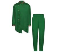 Kvysinly Enfant Garçon Costume Traditionnelle Indien 2 Pièces Chemise Kurta et Pantalon Costume Ethniques Soirée Fête Vert foncé 5-6 ans