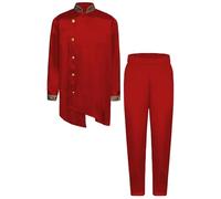 Kvysinly Enfant Garçon Costume Traditionnelle Indien 2 Pièces Chemise Kurta et Pantalon Costume Ethniques Soirée Fête Bourgogne 5-6 ans