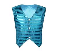 Kvysinly Enfant Garçon Veste Gilet d'honneur Cérémonie Gilet à Paillettes Sequins Vestons de Danse Fete Performance 3-15 Ans Bleu Clair 3-4 Ans