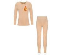 Kvysinly Ensemble de sous-vêtement Thermique Enfant Fille Haut de Danse avec Leggings Costume Danse Respirants Thermiques Ensemble pour Ballet et Thermiques B Nu 7-10 Ans