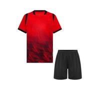 Kvysinly Ensemble Football Enfant Garçon Maillot de Foot Manches Courtes T-shirt avec Short Survêtement Jogging Rouge 13-14 ans