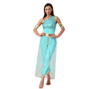 Kvysinly Femme Déguisement Princesse Arabe Combinaison Arabian Princess Tulle Costume Oriental Belly Dance Carnaval Halloween Menthe verte 4XL