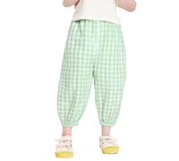 Kvysinly Pantalon Large à Carreaux Enfant Décontracté Pantalon Anti-Moustiques Garçon Fille Bébé Shorts Loisir Vert 6-7 Ans