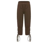 Kvysinly Pantalon Médiéval Lacets Pirate Steampunk Garçon Pantalon Gothique Punk Vampire Enfant Pants Halloween Cosplay 5-12 Ans Café 7-8 Ans