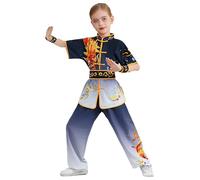 Kvysinly Tenue Kung Fu Enfant et Ceinture Costume Arts Martiaux Garçon Fille Uniforme Traditionnel Tai Chi 3-16 Ans B Noir Blanc 7-8 ans