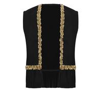 Kvysinly Vestiaire Disco Enfant Fille sans Manches Gilet Brillant à Franges Années 70s Vintage Vest de Disco Danse Spectacle Noir 15-16 ans