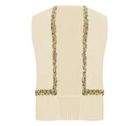 Kvysinly Vestiaire Disco Enfant Fille sans Manches Gilet Brillant à Franges Années 70s Vintage Vest de Disco Danse Spectacle Beige 13-14 ans