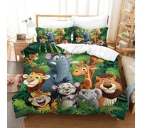 KVZPQCVYU 3D Parure De Lit pour Enfants Adultes 3 Pièces,Microfibre Couette d'oreiller Et Fermeture Éclair Animaux de la Jungle Double（200x200cm）