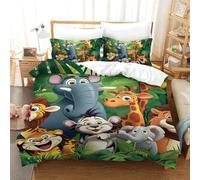 KVZPQCVYU Animaux de la Jungle Housse De Couette 3D Imprimé Parure De Lit pour Garçons Filles Ados Housse De Couette Soft Fermeture Éclair Invisible en Microfibre Single（140x200cm）