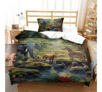 KVZPQCVYU Animaux de la Jungle Nsemble Adulte De Literie pour Enfants Ensemble De pour Filles Bedding pour Adolescents Housse De Couette Imprimée 3D avec Fermeture Éclair Single（135x200cm）