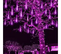 Kwaiffeo 16 tubes de lumières de pluie de météores pour décorations d'Halloween à l'extérieur, violet