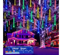 Kwaiffeo Guirlande lumineuse de Noël pour extérieur, 20 tubes de guirlande de pluie de météorites, lumières de fées imperméables pour Noël, décoration de Noël pour extérieur, multicolore