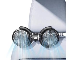 Kwak's Ventilateur de sol de voiture, ventilateur USB avec double tête et 3 vitesses, ventilateur silencieux pour siège de voiture, mini ventilateur portable pour animaux de compagnie et passagers