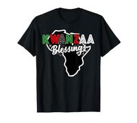 Kwanzaa Blessings Carte de l'Afrique Couleurs panafricaines T-Shirt