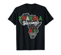 Kwanzaa Blessings Carte de l'Afrique et des Vacances à Kinara T-Shirt