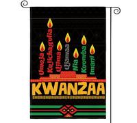 Kwanzaa Kinara Sept Principes Symboles D'Unité Du Patrimoine Afro-Américain Drapeau De Jardin Résistant Aux Intempéries Bannière Couleurs Vives Drapeau Pour Célébrations Cour Maison 30X45Cm