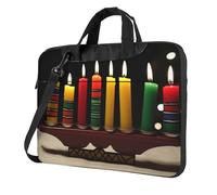 Kwanzaa Sac fourre-tout pour ordinateur portable Motif bougies Pour homme et femme, Noir/blanc, 14 inch