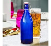 KWARE Bouteilles en verre de style vintage de 1 litre - Idéales pour un usage domestique ou commercial - À remplir avec de l'eau, du vin, de l'alcool, de l'huile, de la bière, du schnaps ou des