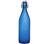 KWARE Bouteilles en verre vintage 1 litre avec bouchon basculant - Idéales pour usage domestique ou commercial - Remplissez avec eau, vin, alcool, huile, bière