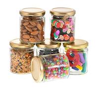 KWARE Lot de 6 bocaux ronds en verre pour salsa - 200 ml - Pour thé, café et sucre - Pour le rangement de la cuisine - Hermétiques - Avec bouchon transparent
