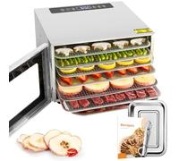 Kwasyo Deshydrateur Aliment, Déshydrateur Inox 6 Étages, avec Minuteur (24H), Température réglable 30℃-90℃, Déshydrateur Électrique pour Boeuf, Fruits, Légumes, Sans BPA, 400W
