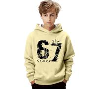 Kwatieh 67 Sweat à Capuche pour Enfants 6 7 Meme Christmas Pulls Garçons Filles Crèmes glacées Six Seven T-Shirts Noir Unisexe Décontracté Surdimensionné Enfants Pull à Manches Longues Sweat avec #F6