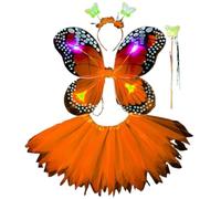Kwatieh Costume de fée d'ange pour Fille avec Jupe colorée Magique pour Princesse, fête déguisée, Orange, 4-11 Ans #320