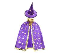 Kwatieh Costume de Sorcière d'halloween pour Enfants, Cape du Magicien d'halloween avec Chapeau Cape de Sorcier Sorcière Enfant Cosplay Costume pour Fête de Cosplay d'halloween Garçon Fille F403B