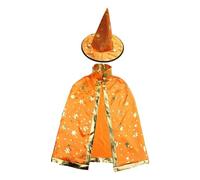 Kwatieh Costume de Sorcière d'halloween pour Enfants, Cape du Magicien d'halloween avec Chapeau Cape de Sorcier Sorcière Enfant Cosplay Costume pour Fête de Cosplay d'halloween Garçon Fille F403B