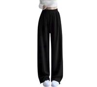 Kwatieh Pantalon de Jogging Baggy pour Adolescentes, Jambes Larges, Pantalon de Loisirs Ample, Taille élastique, surdimensionné, Pantalon de Jogging Sportif 140/146 Fille m3#F1