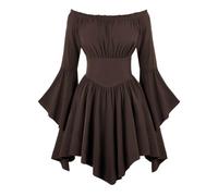 Kwatieh Pirate Fille pour Robe Gothique De pour Manches éVaséEs avec Volants Et éPaules DéNudéEs Haut Corset MéDiéVal Victorien pour Costumade #F7