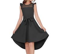 Kwatieh Robes Été Filles sans Manches Trapeze Robe de Soirée Elégante pour Enfants Anniversaire Mariage Bal Fête Décontractées 6-15 Ans F410