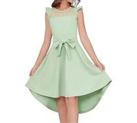 Kwatieh Robes Été Filles sans Manches Trapeze Robe de Soirée Elégante pour Enfants Anniversaire Mariage Bal Fête Décontractées 6-15 Ans F410