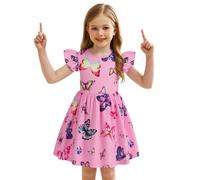 Kwatieh Robes pour Filles à Volants et Manches Courtes - Imprimé Licorne - Robe trapèze pour Tout-Petits - Printemps - Été - Jupe décontractée pour Fille de3 Ans à 12 Ans F410