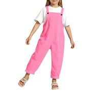 Kwatieh Salopette pour Enfants - Coupe Droite Baggy à Bretelles Réglables - Combinaison d'Été Décontractée en Coton Style Preppy Mignon Pantalon Long pour Garçons et Filles #319