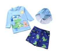 Kwatieh Set Due Pezzi da Bagno Bambino Con Maglietta Manica Lunga UPF50+ e Pantaloncini per Bambini 1-12 Anni Estate 2026#F324