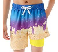 Kwatieh Short de Bain garçon crème glacée avec Doublure Boxer Compressible, Enfant, Anti-frottement, Board Shorts, ado, séchage Rapide, Maillot de Bain Vacances Plage F422