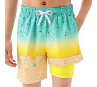 Kwatieh Short de Bain garçon crème glacée avec Doublure Boxer Compressible, Enfant, Anti-frottement, Board Shorts, ado, séchage Rapide, Maillot de Bain Vacances Plage F422
