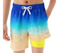 Kwatieh Short de Bain garçon crème glacée avec Doublure Boxer Compressible, Enfant, Anti-frottement, Board Shorts, ado, séchage Rapide, Maillot de Bain Vacances Plage F422
