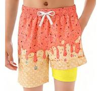 Kwatieh Shorts de Bain pour garçons avec Doublure de Compression intégrée, Gouttes de crème glacée, Cordon de Serrage, séchage Rapide F422