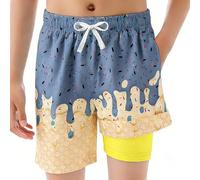 Kwatieh Shorts de Bain pour garçons avec Doublure de Compression intégrée, Gouttes de crème glacée, Cordon de Serrage, séchage Rapide F422