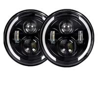 KWAYA Lot De 2 Phares Ronds À LED Noirs De 7 Pouces pour Land pour Rover pour Defender 90 110 80 W Ensemble Lampe Avant(2pcs Headlight)