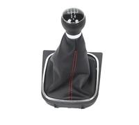 KWAYA Pommeau De Levier De Vitesse 5/6 Vitesses avec Étui en Cuir pour Golf 5 pour Rabbit 2004-2010 Levier Vitesse(5 Speed Red Line)