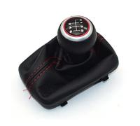 KWAYA Pommeau De Levier De Vitesse Manuel 5/6 Vitesses pour A4 B6 B7 2000-2008 avec Housse Anti-poussière en Cuir Levier Vitesse(6 Speed-Red 01)