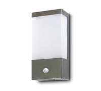 Kwazar - Luminaire Exterieur - Lampe Exterieur - avec Détecteur de Mouvement, Lampes Murales de Façade - Projecteur Extérieur Max. 15W, E27, IP44 - Cosmo-S, Argent