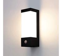 Kwazar Luminaire Exterieur - Lampe Exterieur - avec Détecteur de Mouvement, Lampes Murales de Façade - Projecteur Extérieur max. 15W, E27, IP44 - COSMO-S, Noir