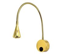 Kwazar Luminaire Lampe de lecture LED murale - 3W, blanc neutre 4000K, 180lm, avec interrupteur - de lit, LORIS GOLD - LED à économie d'énergie pour chambre à coucher