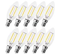 Kwazar Luminaire Set de 10 ampoules LED filament E14 C35 bougie 2W comme 25W 210lm filament blanc chaud ampoule Edison éclairage vintage et rétro