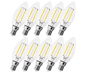 Kwazar Luminaire Set de 10 ampoules LED filament E14 C35 bougie 2W comme 25W 210lm filament blanc chaud ampoule Edison éclairage vintage et rétro