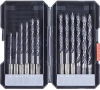 kwb 108830 Jeu de forets pour le bois 12 pièces 3 mm, 4 mm, 5 mm, 6 mm, 7 mm, 8 mm mandrin à serrage rapide, mandrin à rou